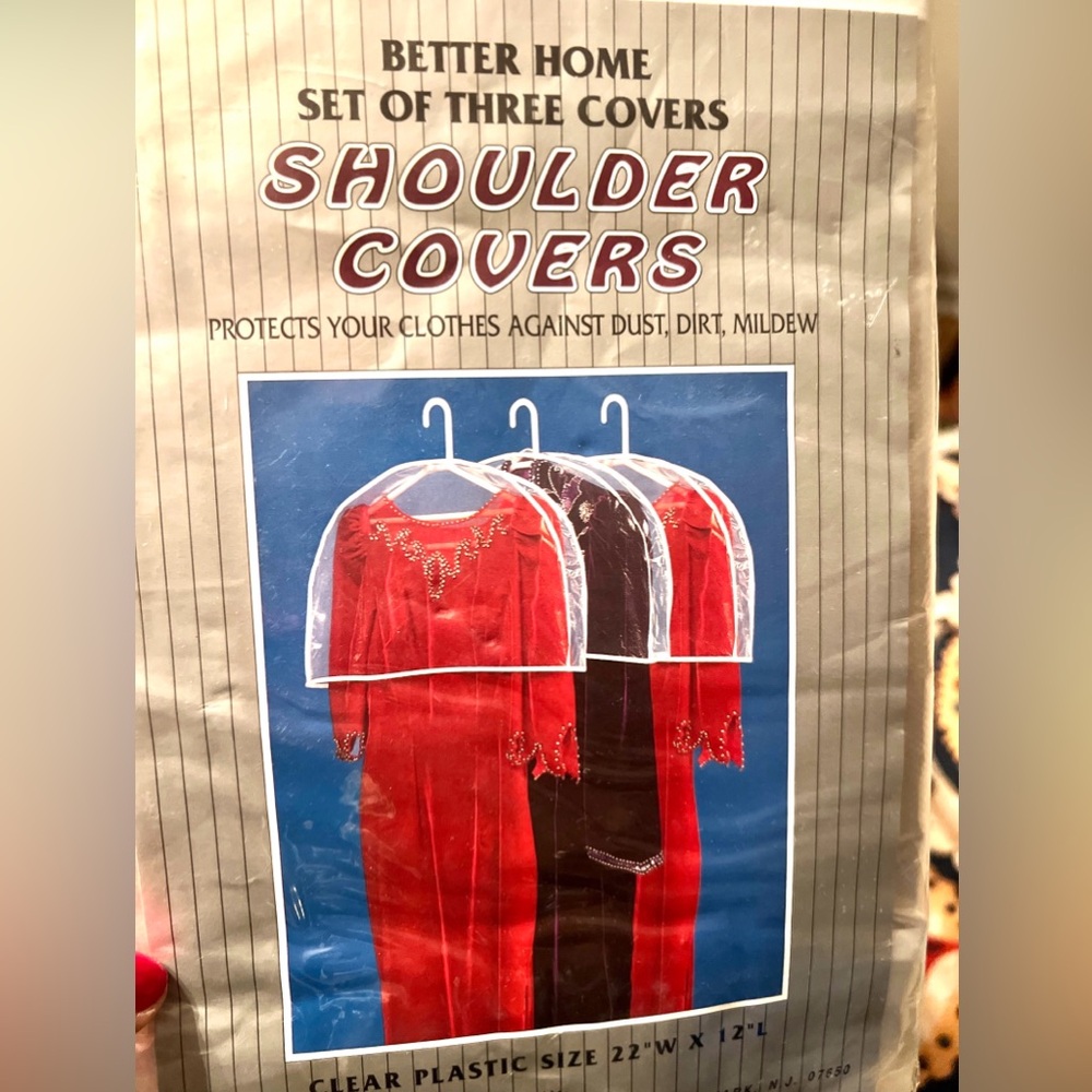 Better Homes Clear Plastic Shoulder Covers for Clothing on hangers. Set of Three